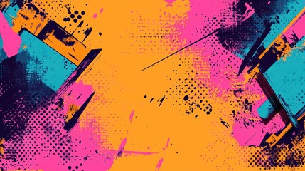 Aufkleber - A lively composition featuring striking colors and energetic patterns, creating an engaging visual experience full of artistic flair