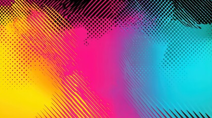 Aufkleber - A striking abstract design featuring bold gradients in pink, blue, yellow, and black, showcasing dynamic patterns and energetic color interplay