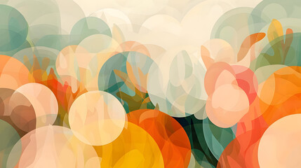 Canvas Print - Abstract Background with Overlapping Circles in Warm Colors