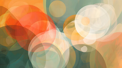 Wall Mural - Abstract Background with Overlapping Circles in Orange, Green, and White