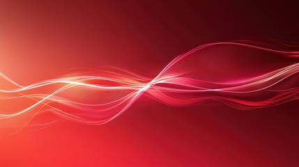 Poster - Soft red waves of light gracefully flow and intertwine against a dark backdrop, creating a mesmerizing abstract visual effect