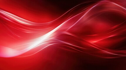 Fototapete - Bright red swirls dominate the composition, intertwining with light reflections to create an energetic, abstract visual experience