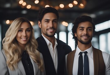 young business happy ethnic office occupation portrait business couple modern man woman looking couple portrait caucasian multi colleague people smiling 2 businessman businesswoma