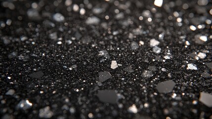 Aufkleber - A close-up of a black textured surface adorned with small, reflective particles that create a dazzling effect