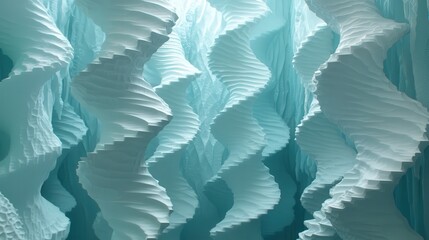 Aufkleber - Twisting, textural waves in soft blue create a calming atmosphere in a contemporary interior design space