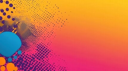 Aufkleber - A striking blend of orange and pink hues features vibrant dots and gradients, creating a contemporary abstract background