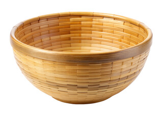 Wall Mural - An empty woven bamboo bowl with a natural texture, representing traditional craftsmanship and simplicity. Isolated on transparent background, png.