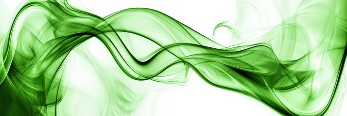 Aufkleber - Delicate green smoke swirls gracefully across a white background, creating an ethereal and fluid visual experience
