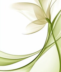 Poster - A delicate white flower intertwined with smooth green lines creating an abstract composition, evoking a sense of calm and serenity