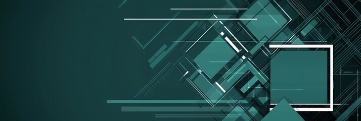 Aufkleber - A vibrant display of abstract geometric shapes and lines creates an engaging visual experience in a teal background