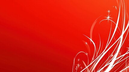 Aufkleber - A striking abstract composition features graceful white swirls and sparkles against a rich red background, creating a dynamic visual impact