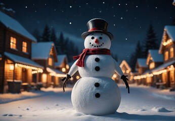 Wall Mural - snowman on the roof