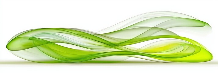 Poster - Green abstract lines swirl elegantly on a white background, creating a dynamic and harmonious visual effect that captivates the viewer