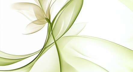 Aufkleber - An elegant composition of flowing green leaves and soft cream petals creates a tranquil and serene atmosphere