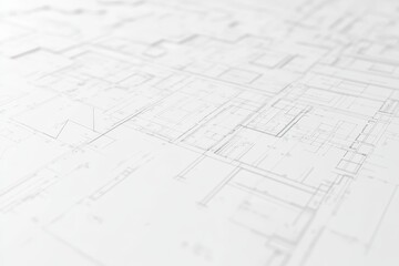 Detailed architectural blueprints showcasing technical drawings for building design and construction planning on white background.