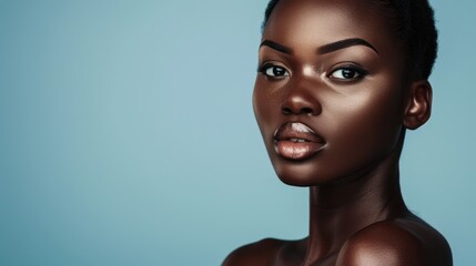 Wall Mural - beautiful black woman with flawless skin, posing gracefully