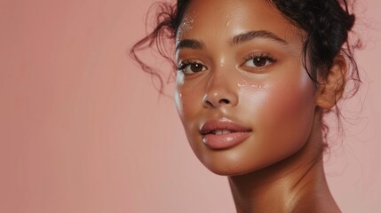 Wall Mural - individual with flawless skin, confidently showing their natural beauty