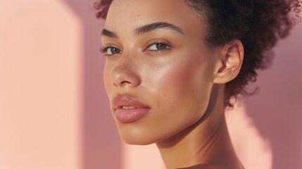 Wall Mural - individual with flawless skin, confidently showing their natural beauty
