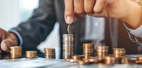 Stacking Coins for Savings, Organizing Finances with Coin Stacks