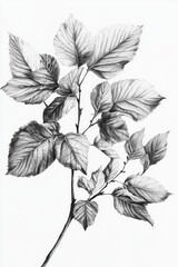 Wall Mural - A simple yet elegant illustration of leaves in shades of gray and white