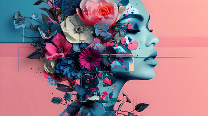 Poster - Floral Woman Abstract Illustration