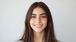 © Matcha_09 - Head and shoulders shot of a young woman with a friendly smile and long straight brown hair, highlighting her charismatic expression on white