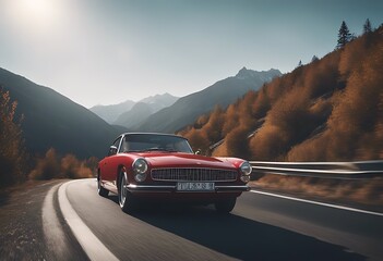 Wall Mural - generic luxury mountain unbranded running illustration car ai street generative light run modern sport landscape road trail tyre power race competition transport speed fast