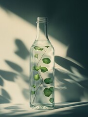 Wall Mural - A glass bottle containing a small plant