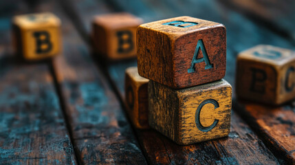 Wall Mural - Cubes labeled with letters A, B, and C