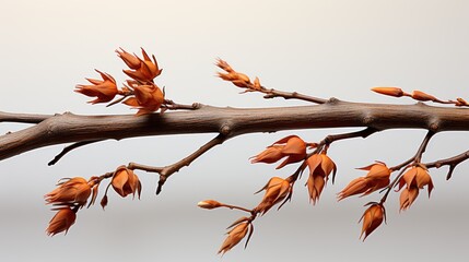 Canvas Print - Acacia tree branch with thorns isolated on white  