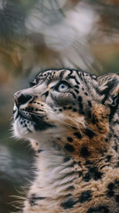 Wall Mural - snow leopard. international snow leopard day. a wild animal in the wild.