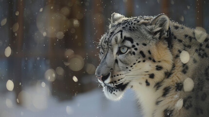 Wall Mural - snow leopard. international snow leopard day. a wild animal in the wild.