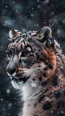 Wall Mural - snow leopard. international snow leopard day. a wild animal in the wild.