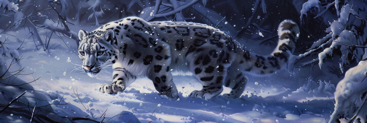 Wall Mural - snow leopard. international snow leopard day. a wild animal in the wild.