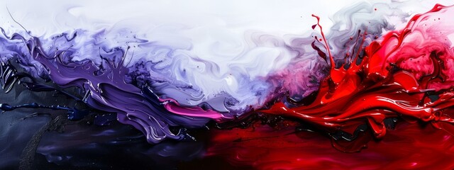 Sticker - Red, purple swirls on white and black background; red and purple hues prevail