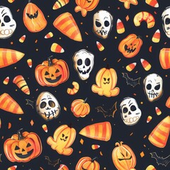 Halloween vector seamless pattern