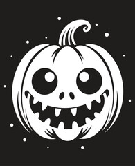 Wall Mural - Halloween style black and white pumpkin illustration