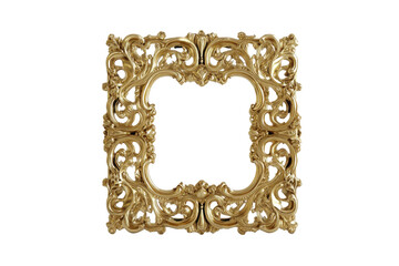 Wall Mural - Ornate gold picture frame with intricate detailing. PNG image