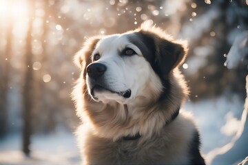 dog winter outdoors run catch motion slow gold retriever snow park puppy nature mammal breed white cute canino animal play fun pet cold season domestic young frost happiness background beautiful