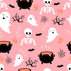 Vector abstract seamless cute halloween pattern.