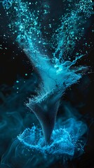 Wall Mural - vortex of blue energy in abstract digital art. dynamic swirling patterns and light effects on a blac