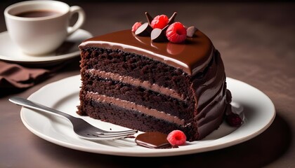 Poster - Delicious birthday chocolat cake with topping