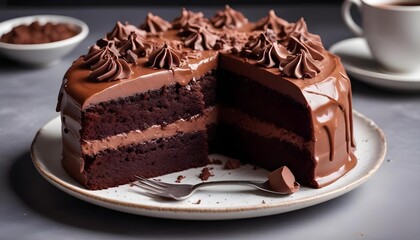 Poster - Delicious birthday chocolat cake with topping