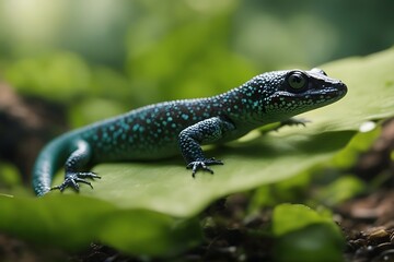 Poster - salamander lizard leaf salamanderlizzardanimalnatureleafforestwildwildernessmountainpolandeuropa lizzard animal nature forest wild wilderness mountain poland