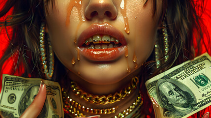 Gold Teeth and Money Illustration