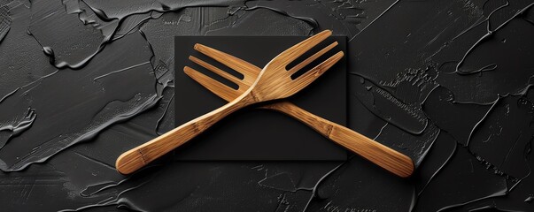 Two spatulas crossing as a logo for a business card on black background