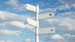 © Eyepain - 4 way white signpost pole with blur sky cloud
