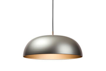 minimalist, modern pendant light with a sleek, metallic finish, isolated on a white background