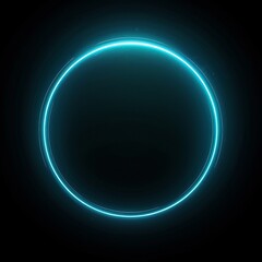 Wall Mural - Glowing Blue Neon Circle on Dark Background. Modern minimalistic style. Futuristic and abstract design. Perfect for technology and digital themes. Circular light pattern for dynamic presentations. AI