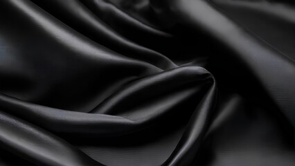 Sleek Black Silk Drape: Minimalist Fabric Background